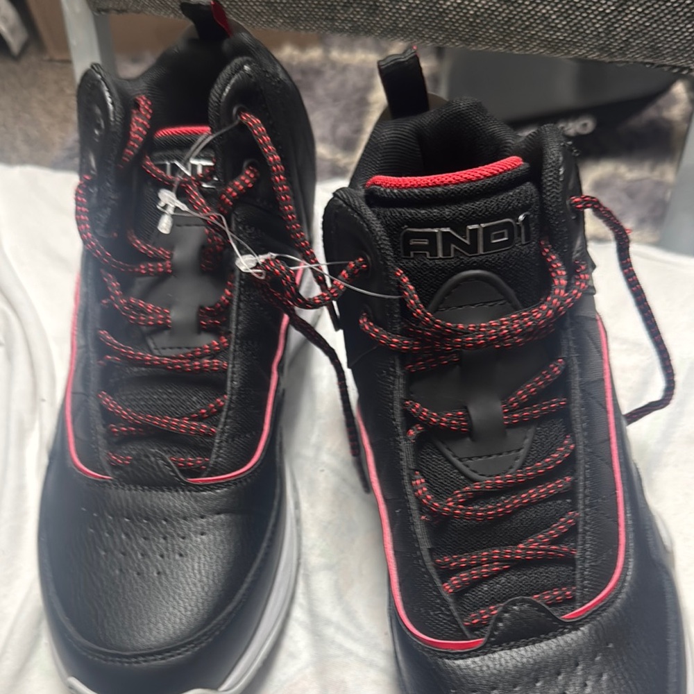 AND1 Black Sneakers with Red Highlights